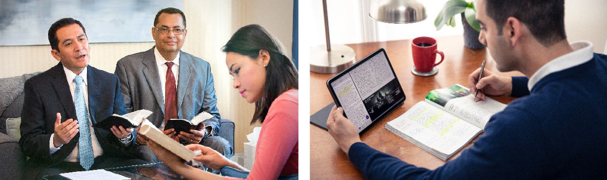 Hai anh chia sẻ lời khuyên dựa trên Kinh Thánh cho một chị; một anh học hỏi cá nhân và xem xét sự hiểu biết về Kinh Thánh được điều chỉnh