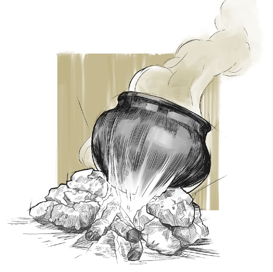 Một chiếc nồi được đặt trên lửa