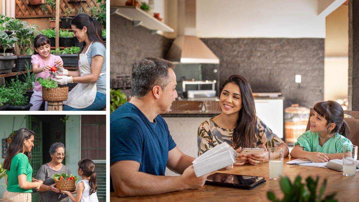 Hình ghép: Ba cách các chị có thể bắt chước những phẩm chất tốt của Rê-bê-ca. Các cảnh được lặp lại trong chương này.