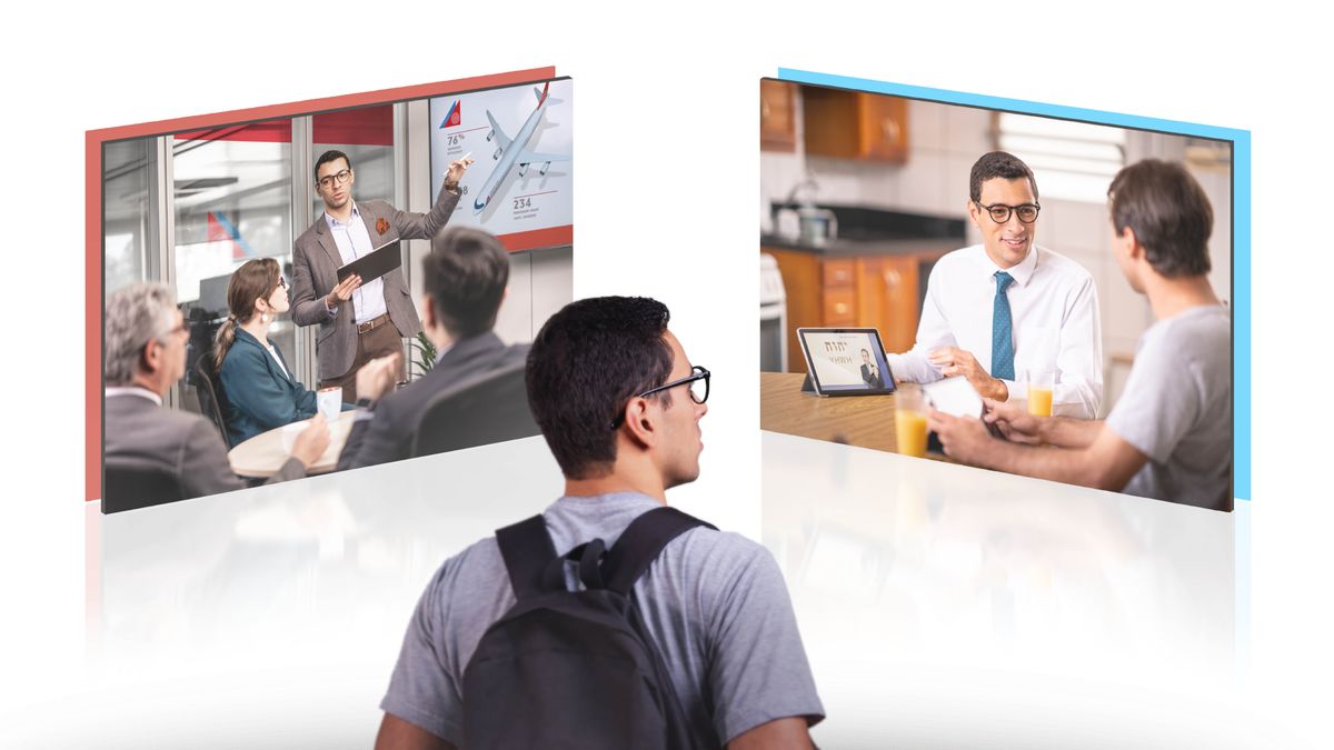 Hình ghép: Một anh học ở trường phổ thông cẩn thận xem xét tương lai của mình. 1. Anh hình dung mình có công việc danh giá là thiết kế máy bay. 2. Anh hình dung mình đang dùng ấn phẩm “Vui sống mãi mãi!” để thảo luận Kinh Thánh với một người đàn ông.