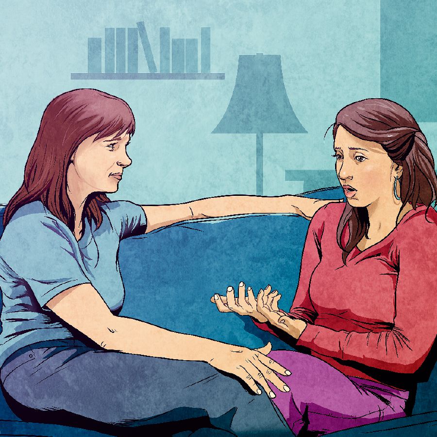 Một thiếu nữ nói chuyện với bạn