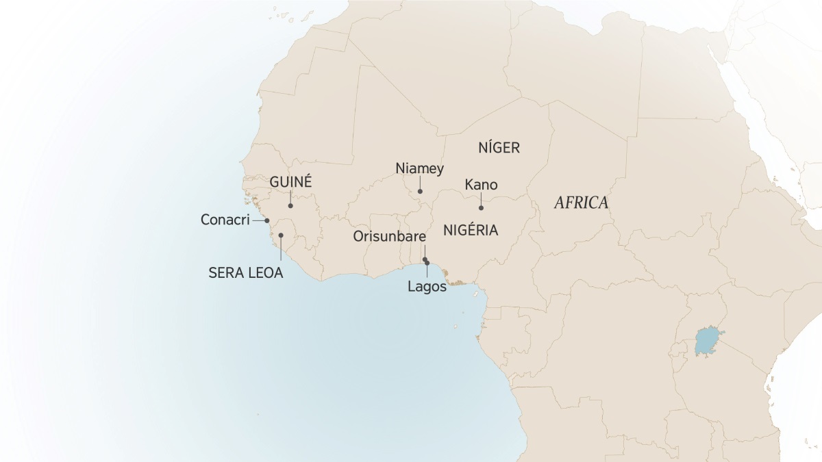 Maapa mamoha a wAfrica Ocidental, yooniheraka mapuro yaawo Israel Itajobi aakhalaawewo ni ovara: Conakri, Guiné; Serra Leoa; Niamey, Niger; Kano, Orisunbare, ni Lagos, Nigeria.