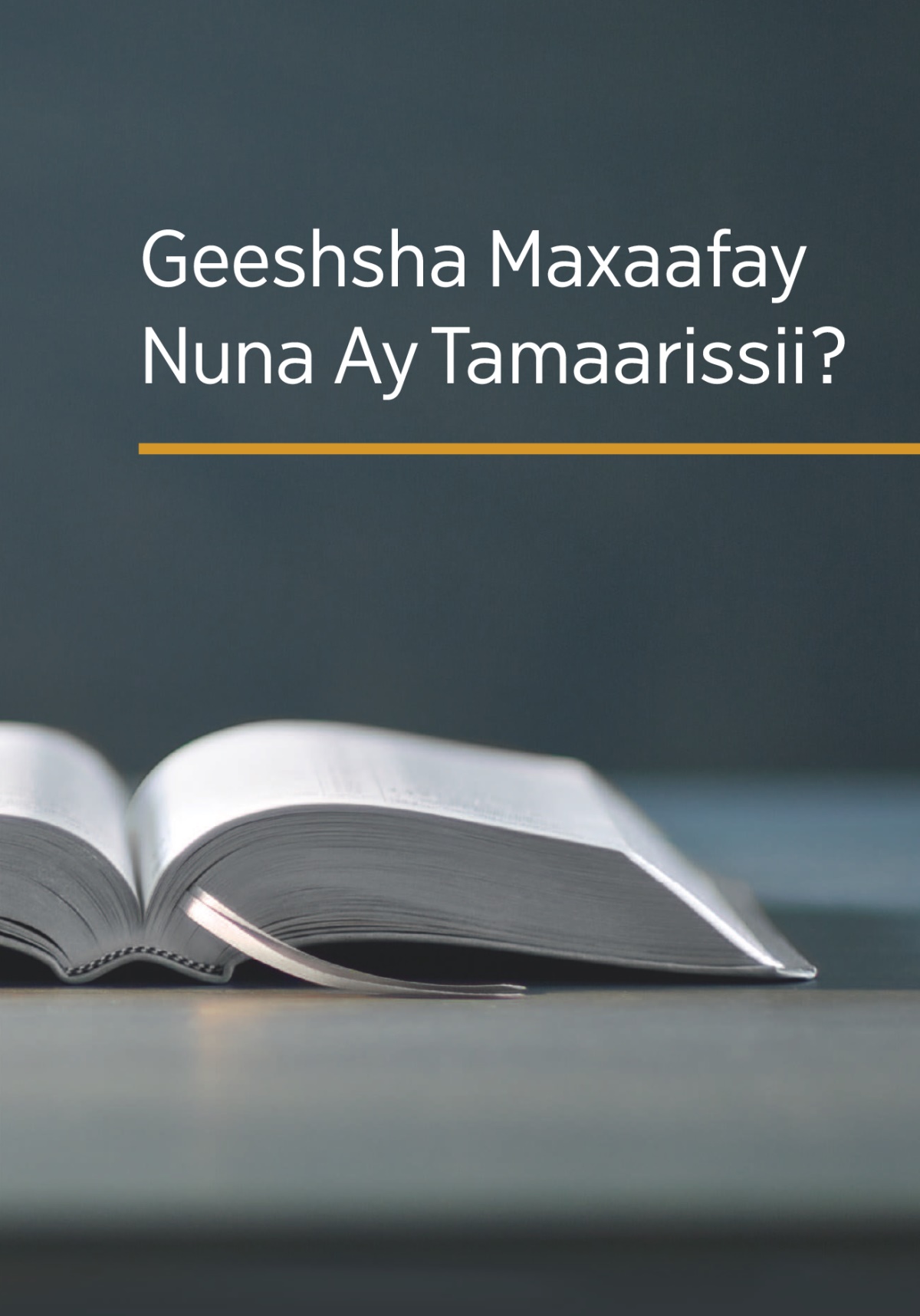 ‘Geeshsha Maxaafay Nuna Ay Tamaarissii?’ giyo maxaafawu koyro sinttaa