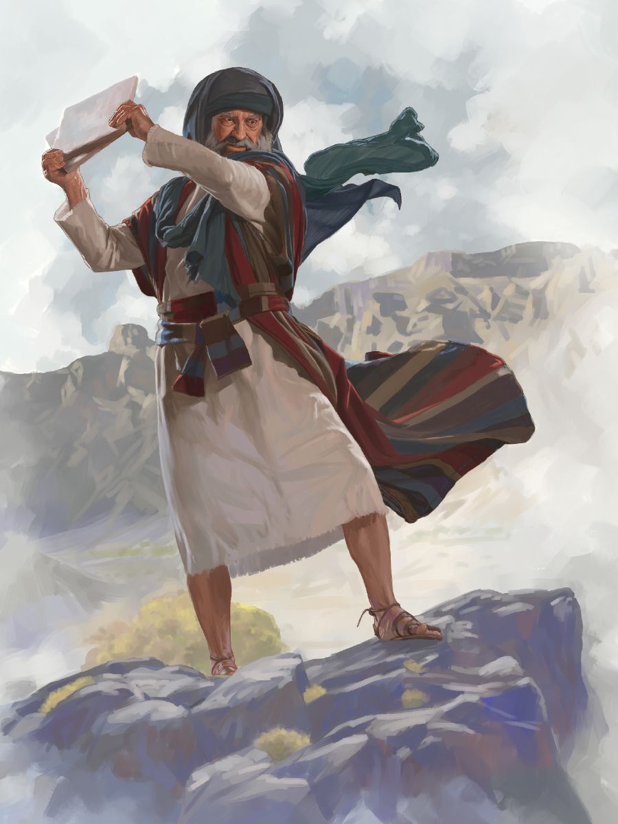 Moses throwey the two stone for ground