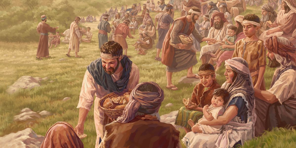 The apostles dey share food give many people