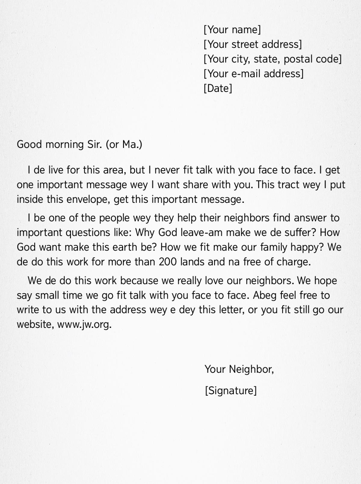 Example of how to use letter preach