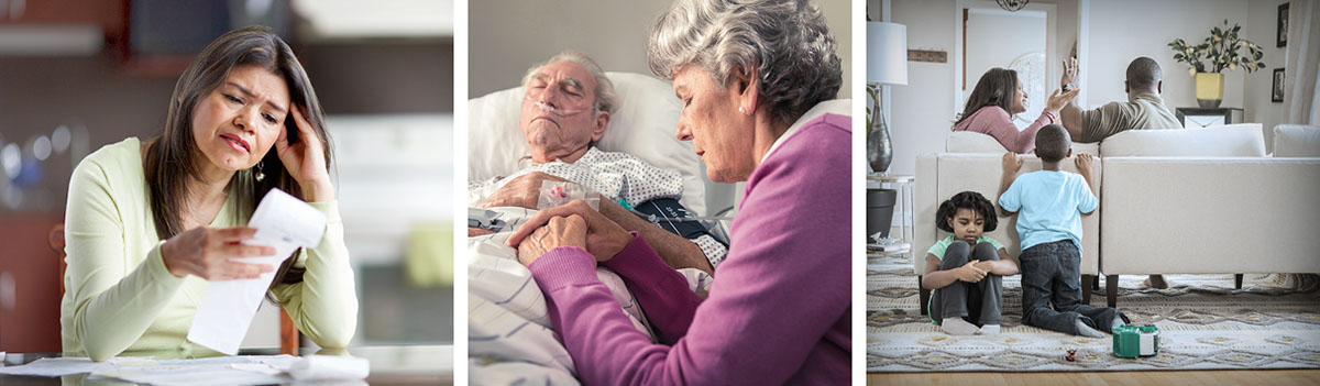 This sister de worry about e bill; this old sister de pray for corner of e husband sick bed; as papa and mama de quarrel, their children de look them