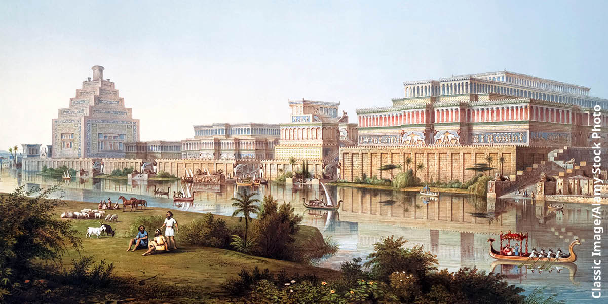 The way one artist draw the big-big buildings and fine-fine place them for olden days Nineveh.