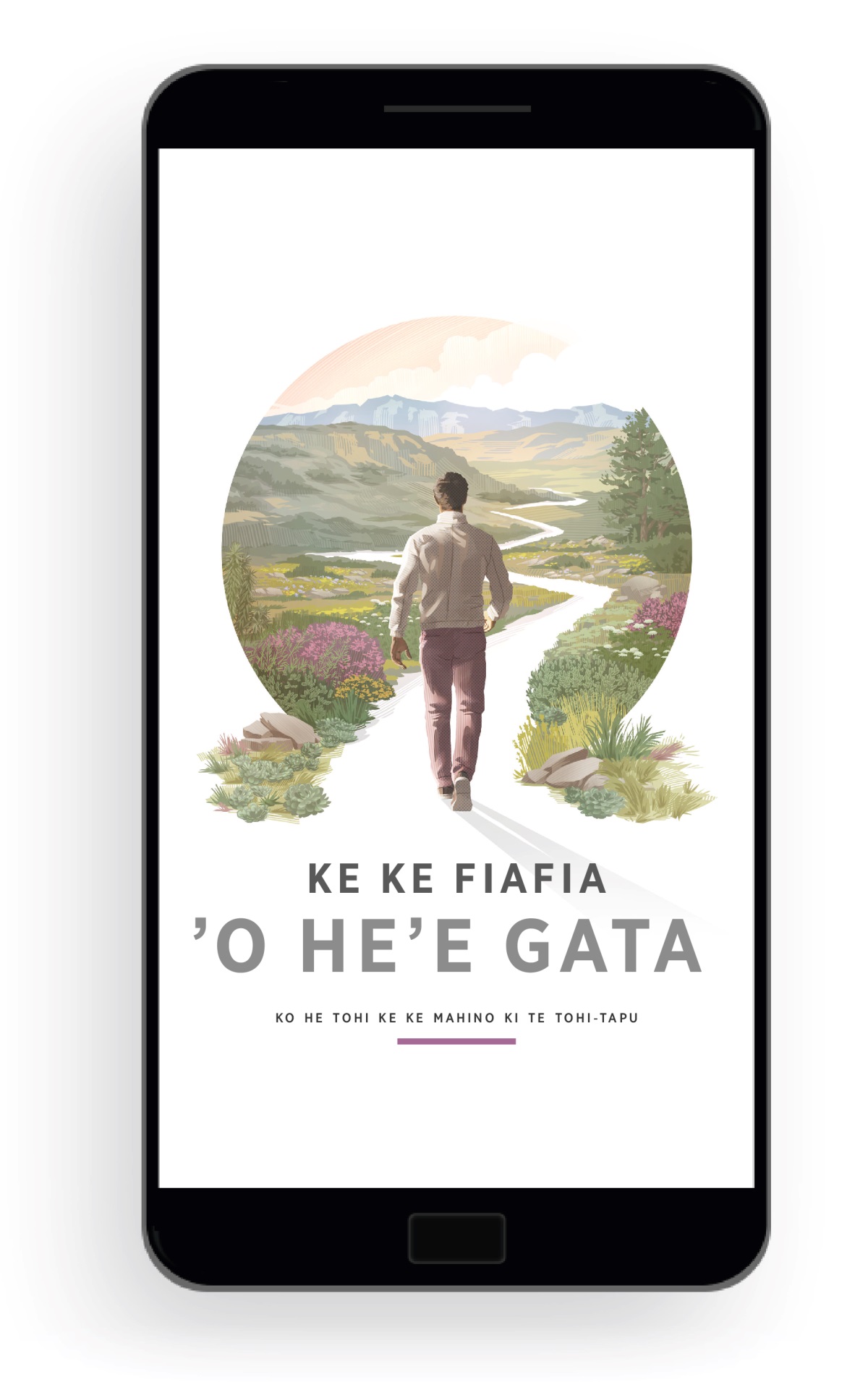 Ke Ke Fiafia ʼo Heʼe Gata: Faipalalau Ki Te Tohi-Tapu. Ko he tagata ʼe alu ʼi he ala pikopiko ʼe ʼi ai ni vao ʼakau matalelei, mo ni moʼuga.