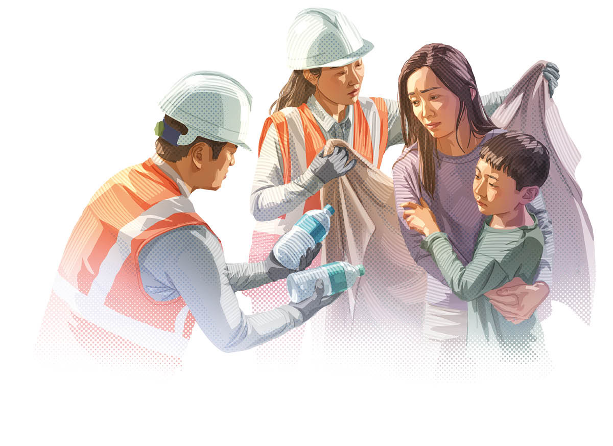 Ñaari Seede Yexowa ñu ngi dimbali benn jigéen ak doomam fu musiba am. Ñu ngi leen di muur ak mbàjj te di leen may ndox ñu naan.