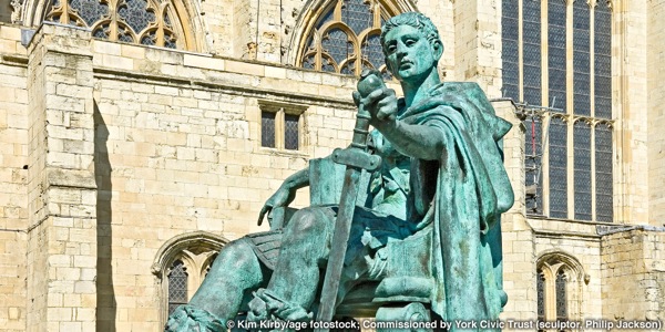 A bronze statue of Constantine