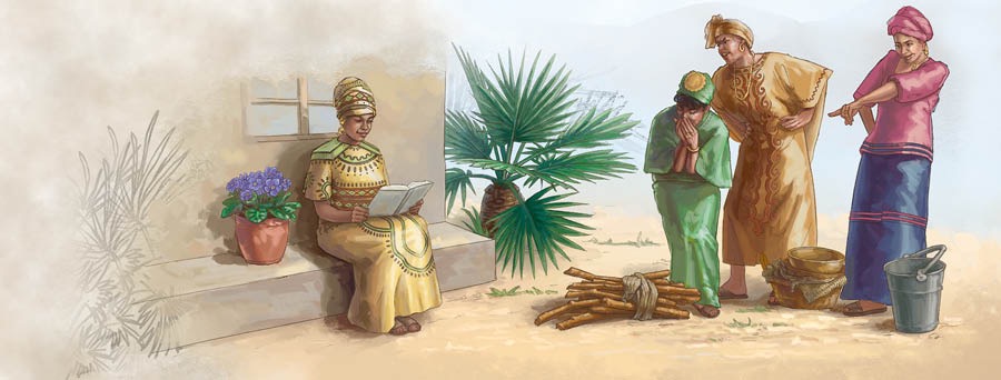 Abantu bahleka ibhinqa elifunda incwadi ethetha ngoThixo