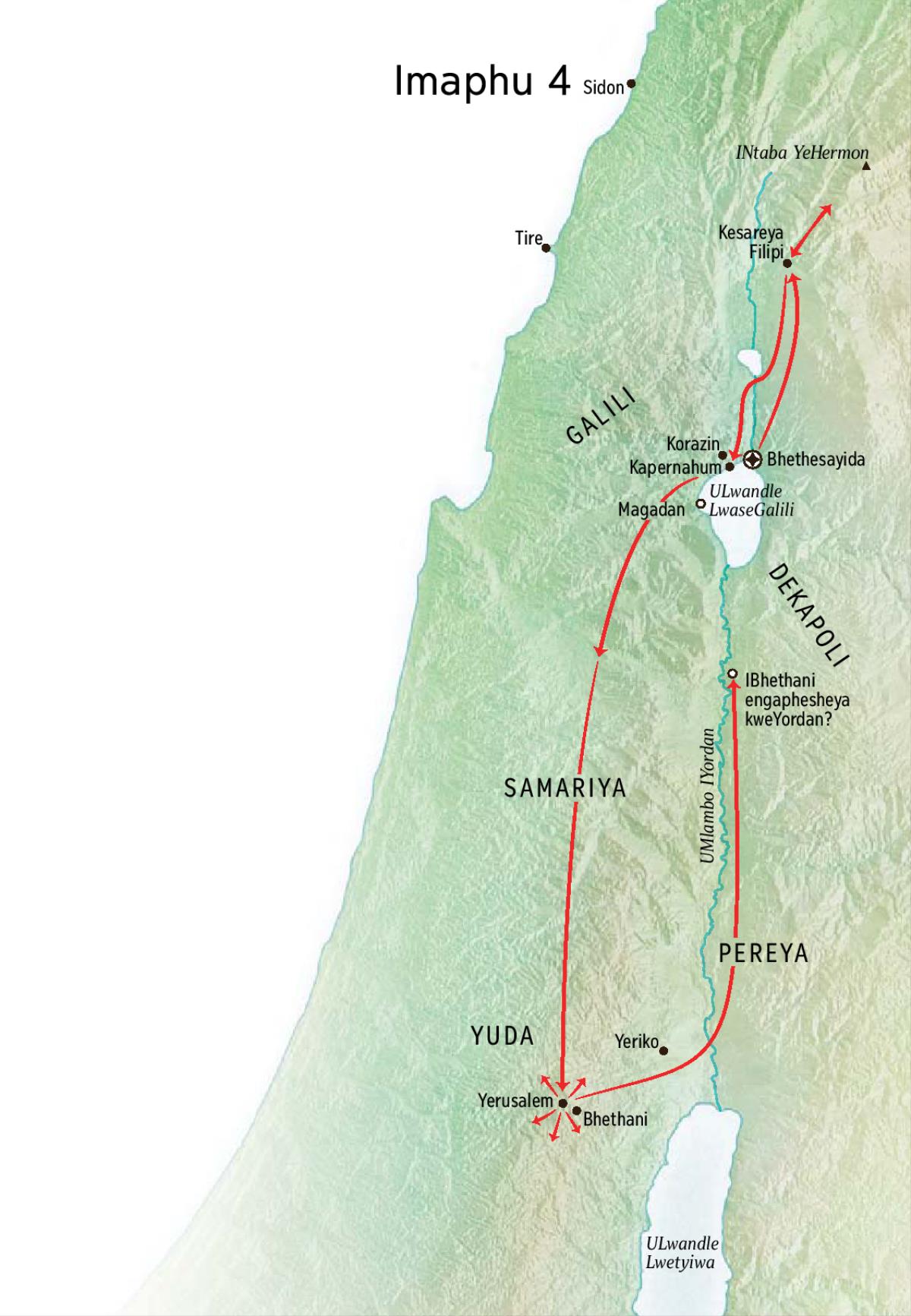 Map of Jesus’ ministry in Judea and Galilee