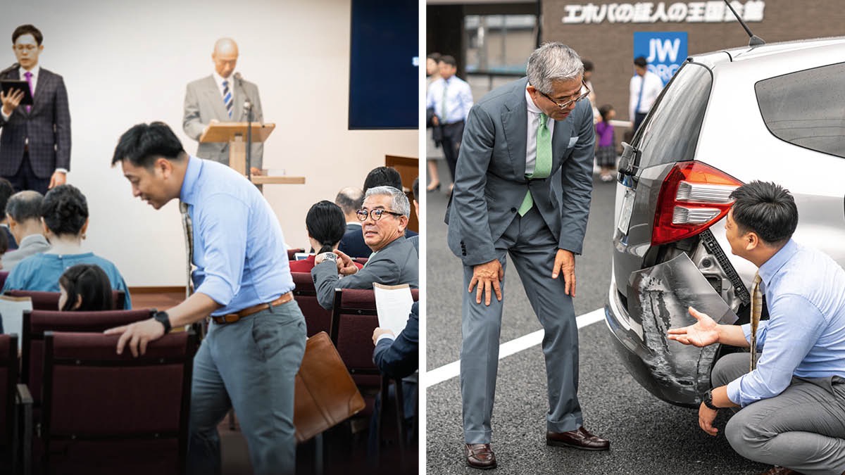 Imifanekiso: 1. Umzalwana ufika kwiintlanganiso seziqalile ibe ukhangela isitulo ngemva. Umzalwana osele ekhulile ujonga iwotshi yakhe ibe iyamphazamisa into yokufika emva kwexesha kwalo mzalwana. 2. Emva kweentlanganiso, umzalwana ofika iintlanganiso seziqalile ubonisa umzalwana osele ekhulile indlela emosheke ngayo imoto yakhe kwingozi ayifumeneyo xa ebesiya kwiintlanganiso.