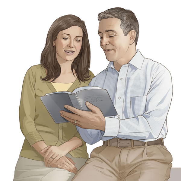 Sepasang suami isteri membaca Bible bersama