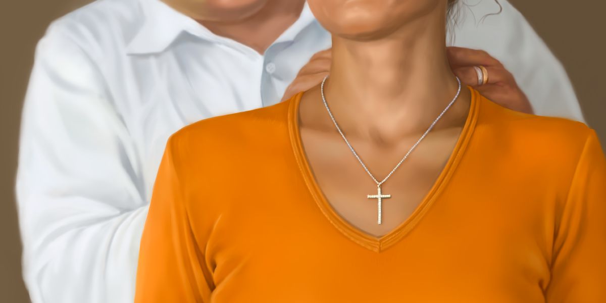 Ẹ̀gbà ọrùn kan tó ní àmì àgbélébùú lára