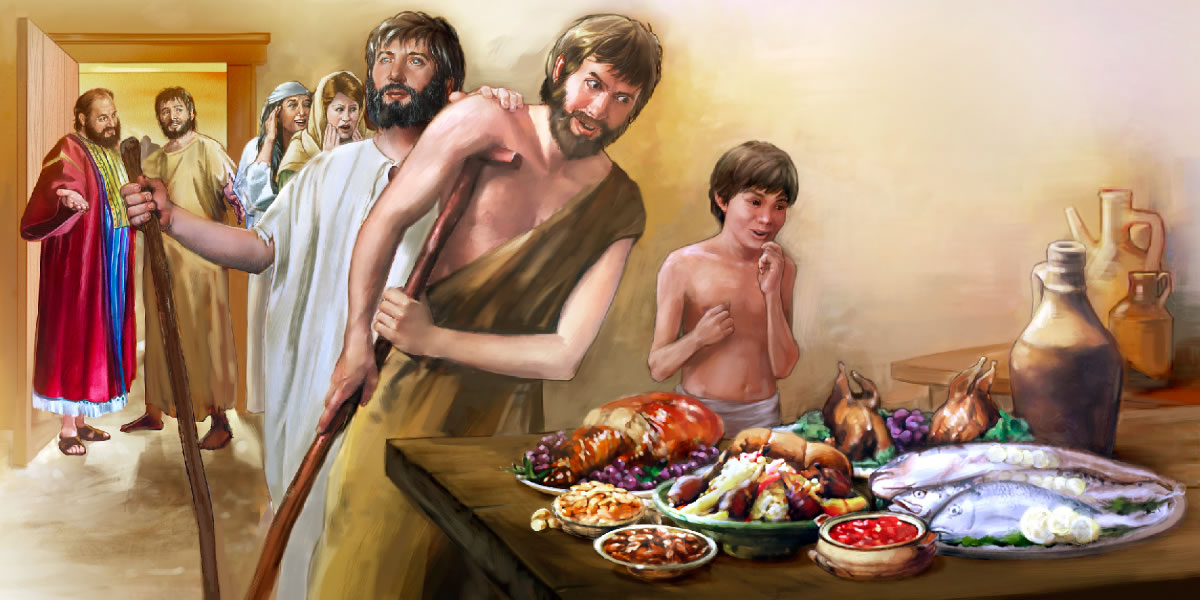 Àwọn òtòṣì, arọ, afọ́jú àti àwọn tí kò lè rìn dáadáa wọlé wá síbi àsè kan.