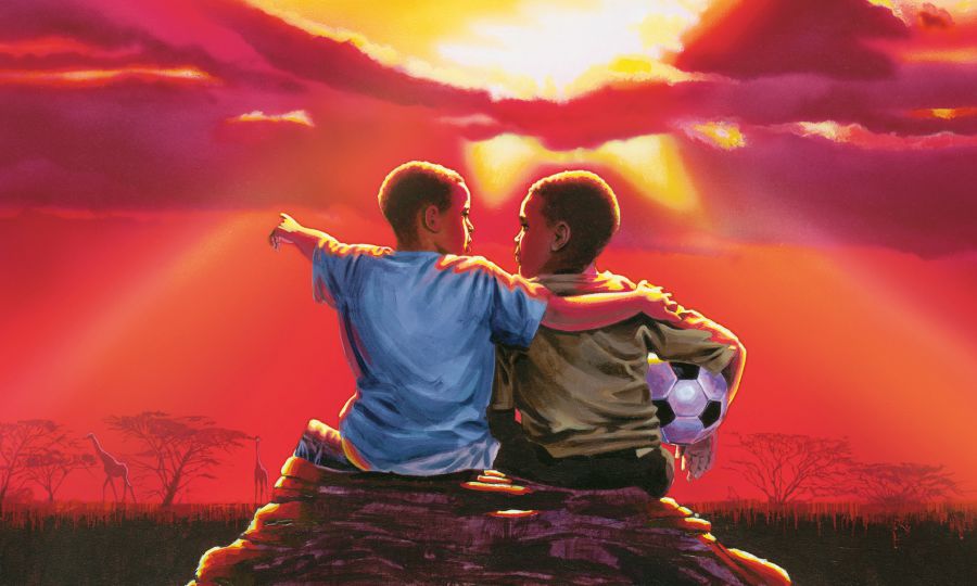 Ọmọkùnrin méjì ń wo oòrùn tó ń wọ̀