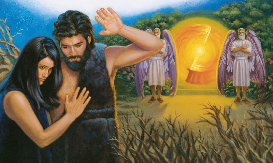 Lẹ́yìn tí Ọlọ́run lé Ádámù àti Éfà kúrò nínú ọgbà Édẹ́nì, àwọn kérúbù méjì àti idà oníná wà ní ẹnu ọ̀nà ibẹ̀