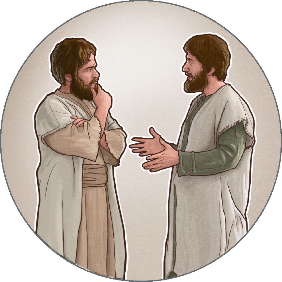 Ọkùnrin kan ń sọ̀rọ̀, èkejì sì ń tẹ́tí sílẹ̀