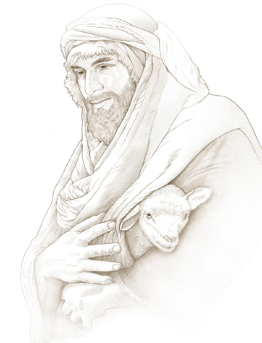 Olùṣọ́ àgùntàn kan gbé ọ̀dọ́ àgùntàn kan mọ́ra