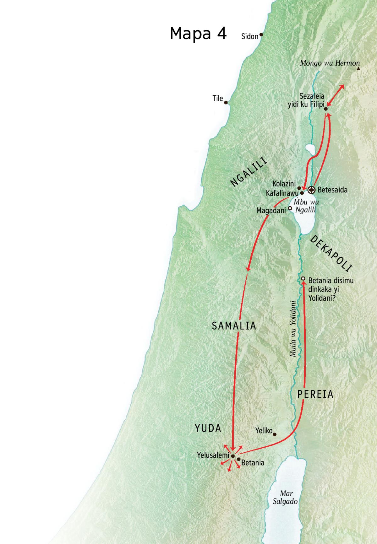 Mapa yimmonisa bibuangu Yesu kavangila kisalu ki kusamuna ku Juda ayi Ngalili