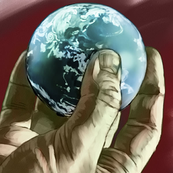 有只手拿着一个地球