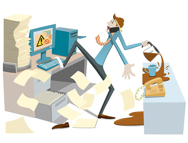 职员一心多用的漫画