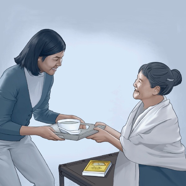 一个女子在帮助另一个女子