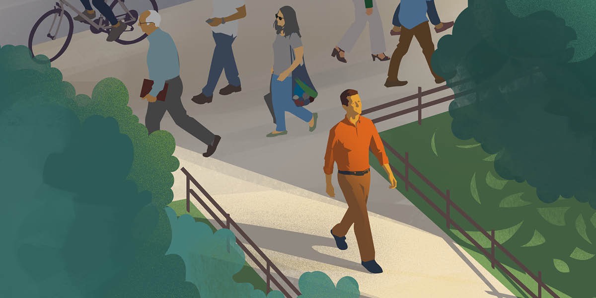 一个男子走一条与众不同的路