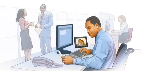 丈夫把妻子的照片放在办公室的桌子上