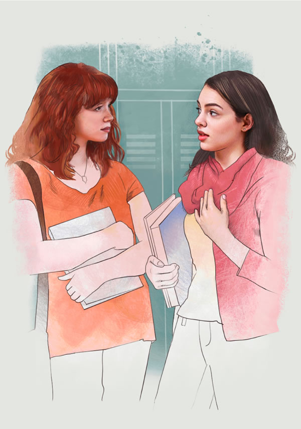 一个女孩子跟同学解释她的信仰