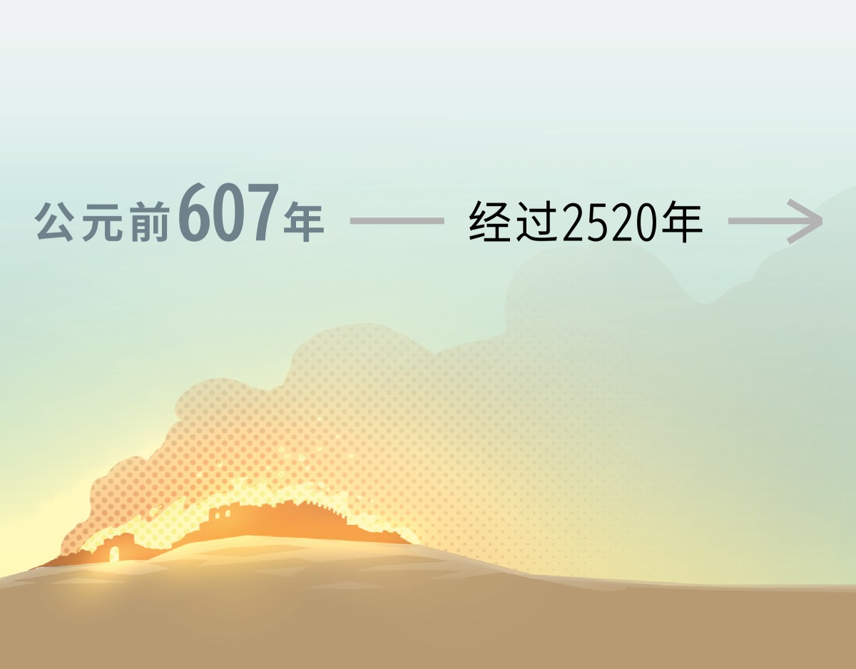 公元前607年，古耶路撒冷城被烧毁，然后过了2520年。