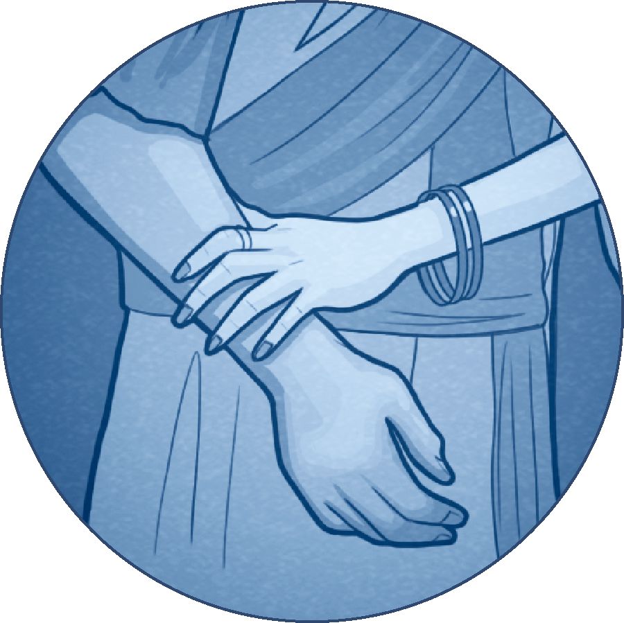 女人触摸男人的手臂