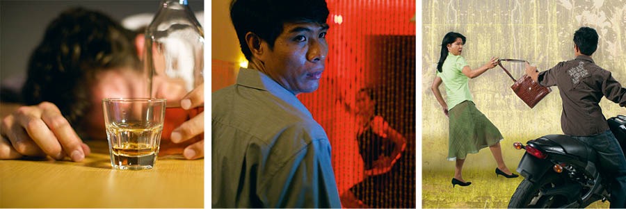 男子饮酒过量；男子受到引诱；男子抢女士的包