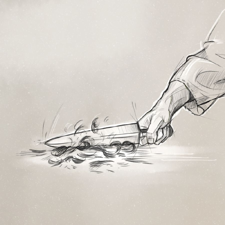 以西结把一份毛发用剑斩碎