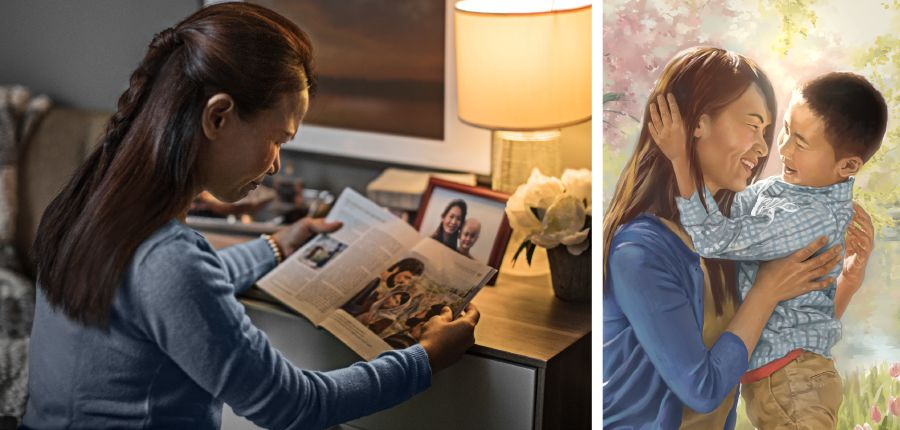 一个妈妈研读有关复活嘅记载，想象佢个仔复活