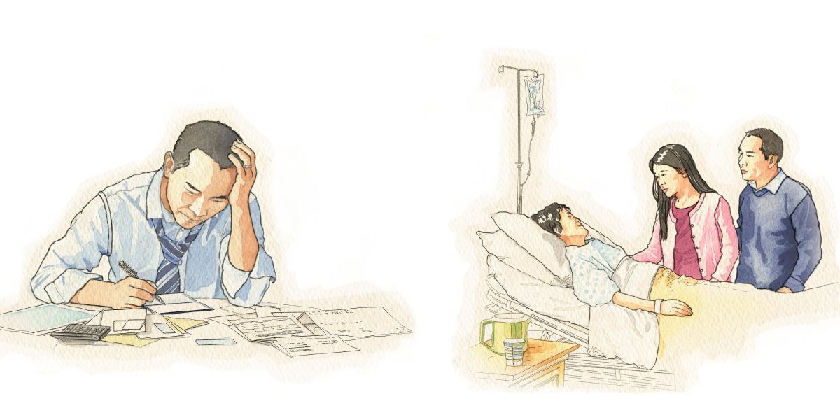 人生忧虑包括缴纳各种费用同见到家人住院