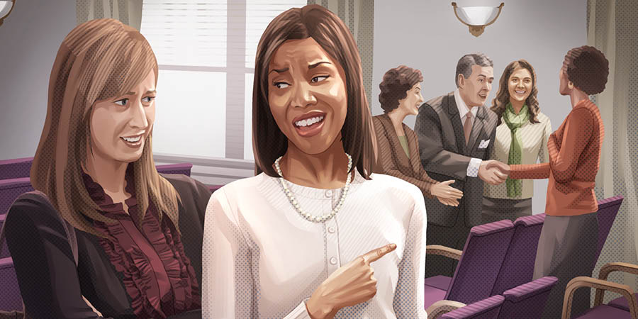 一个姊妹在另一个姊妹面前诽谤会众里的某个人。