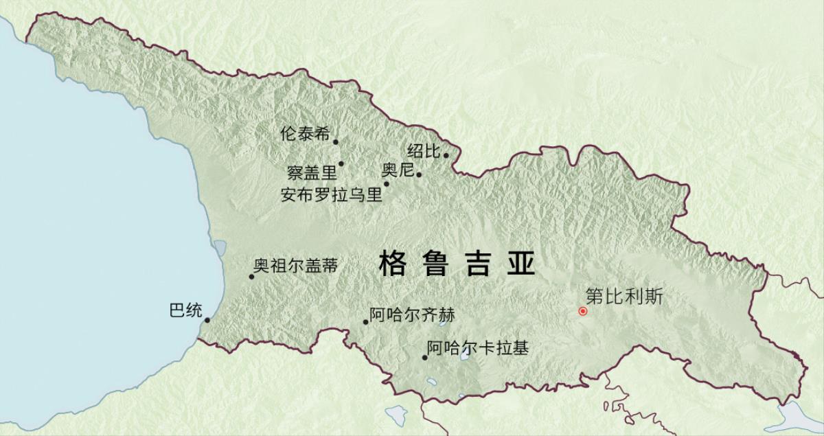 格鲁吉亚地图，标示先驱受委派传道五个月的地区
