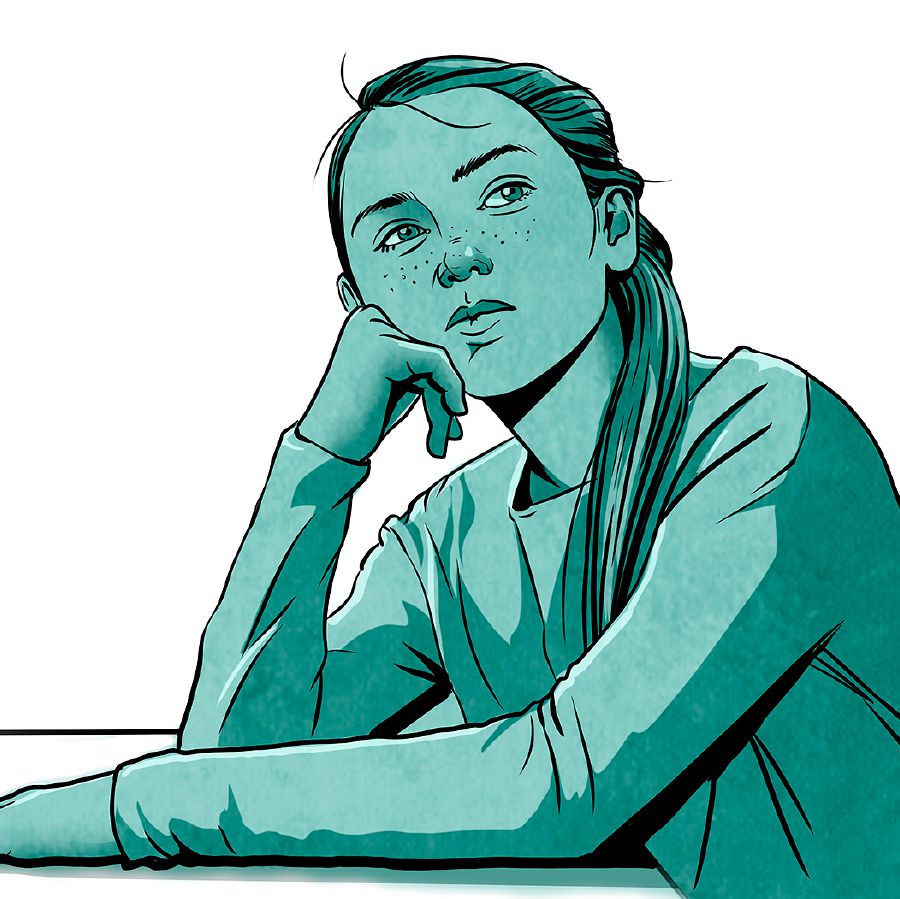 一个女孩正在思考问题