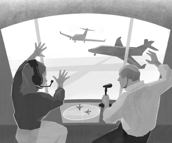 機場指揮塔人員向兩架飛機發出警告，幫助它們避免相撞