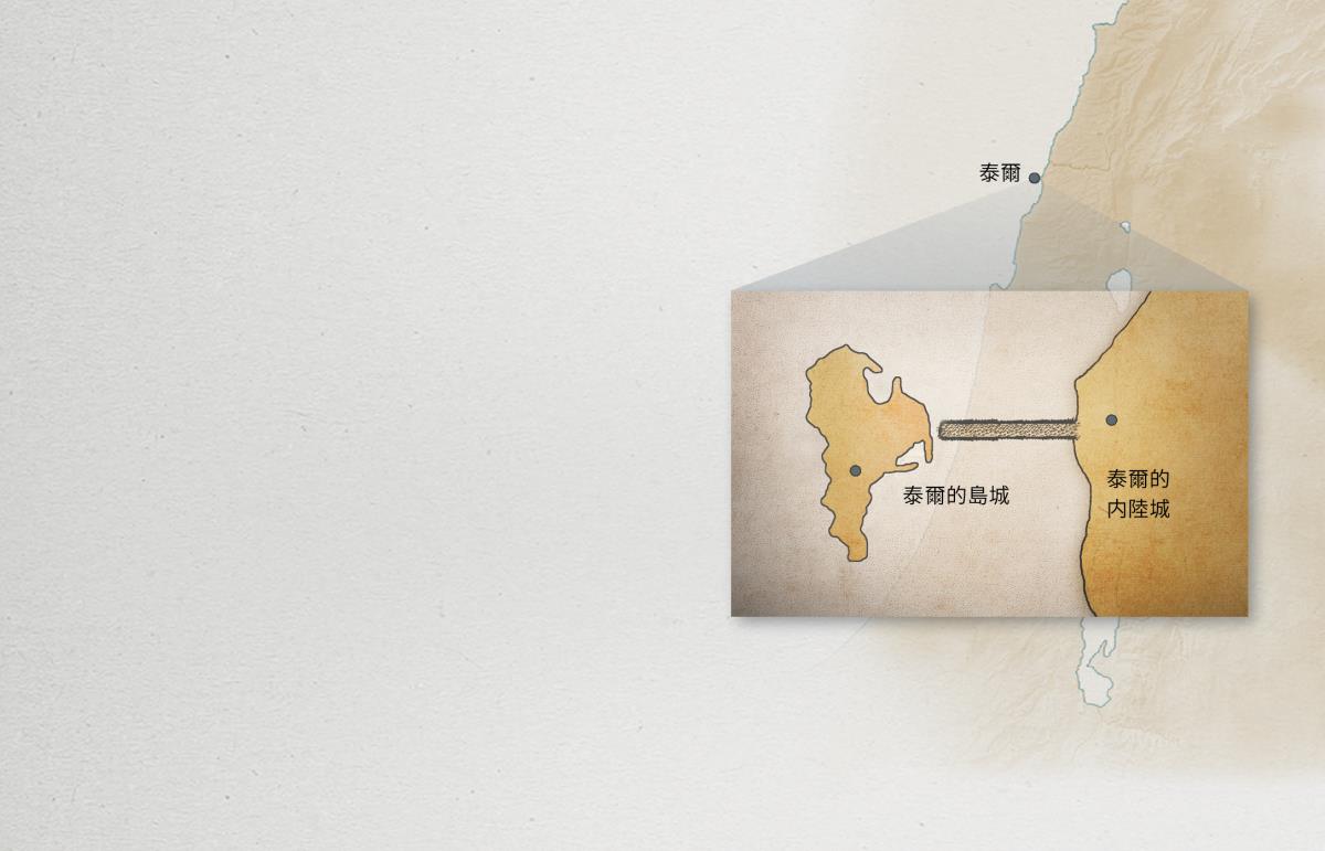 地圖顯示泰爾的內陸城和島城