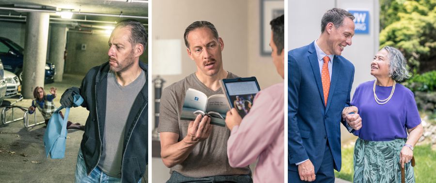 一個男子搶咗一個女人嘅手袋、學習聖經同改變品格