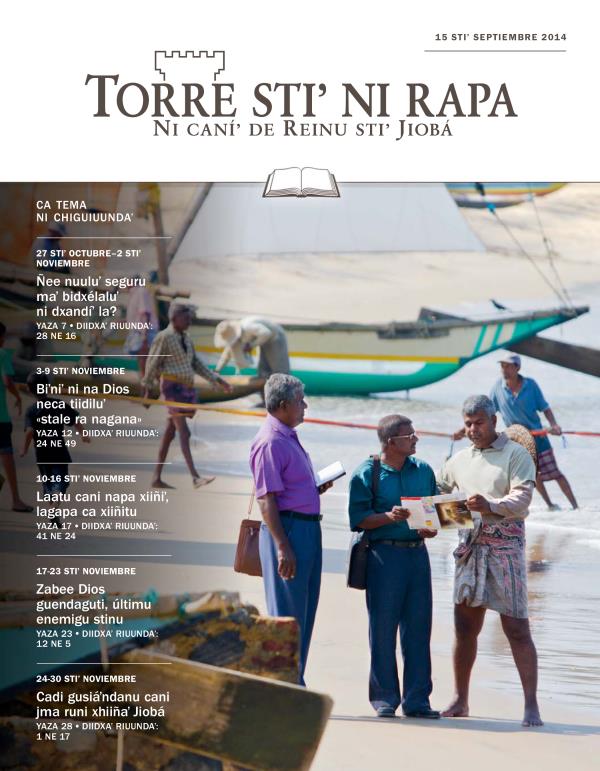 Primé yaza stiʼ Torre stiʼ ni rapa (revista ni chiguiuundaʼ), 15 stiʼ septiembre 2014