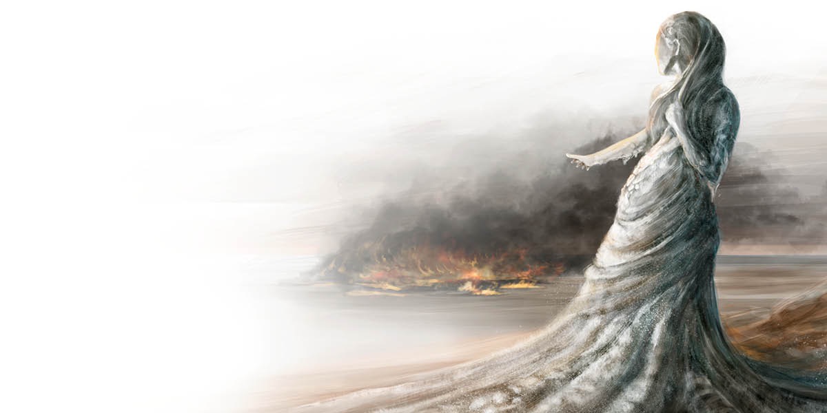 Lot’s wife looks back at Sodom and turns into a pillar of salt