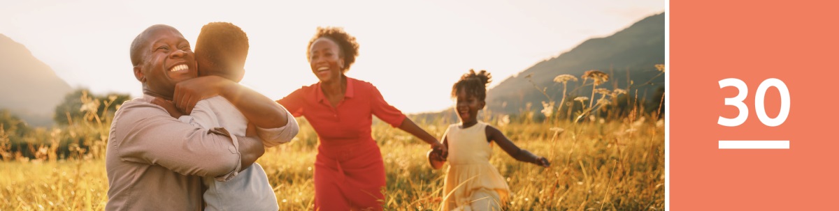 Lesson 30. A family welcomes back a young boy in the resurrection.