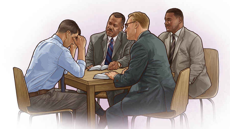 A young brother meeting with the elders.