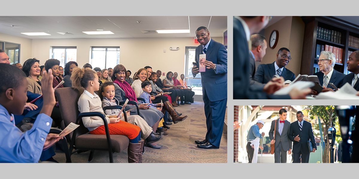 Collage: A circuit overseer visiting a congregation. 1. He conducts a meeting for field service. 2. He meets with the body of elders. 3. He works with a young brother in the ministry.