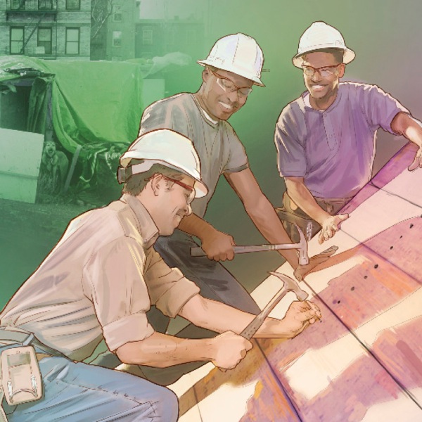 People building houses